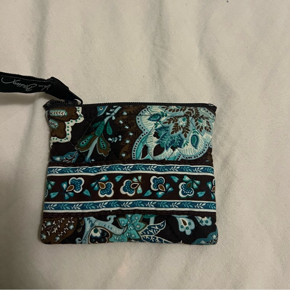 Vera Bradley Women's Floral Pouch - Java Blue change purse - Picture 2 of 5